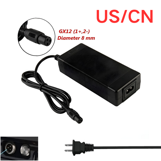 [48V-54.6V/3A][GX12 Plug] Universal For 48V 13S Li-Ion Lithium Battery Pack Electric Scooter EBike AC Power Adapter Charger
