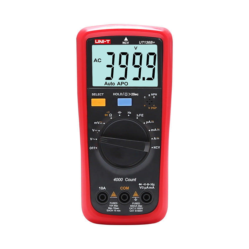 Cargue la imagen en el visor de la galería, [UT136B+] UNI-T Digital multimeter tester AC DC Voltmeter Ammeter Ohm capacitance HFE Diode/transistor tester - Polar Tech Australia
