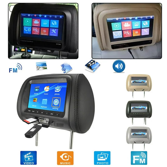 Universal 7 Inch Car Headrest Monitor Rear Seat Entertainment Multi-media Player Adjustable Wireless Control - Polar Tech Australia