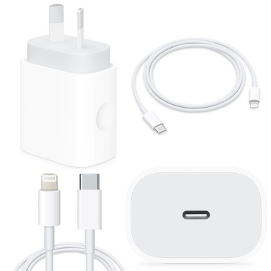 [Bundle] Apple OEM 20W Fast PD USB-C Port Wall Charger + USB-C to Lighting Cable