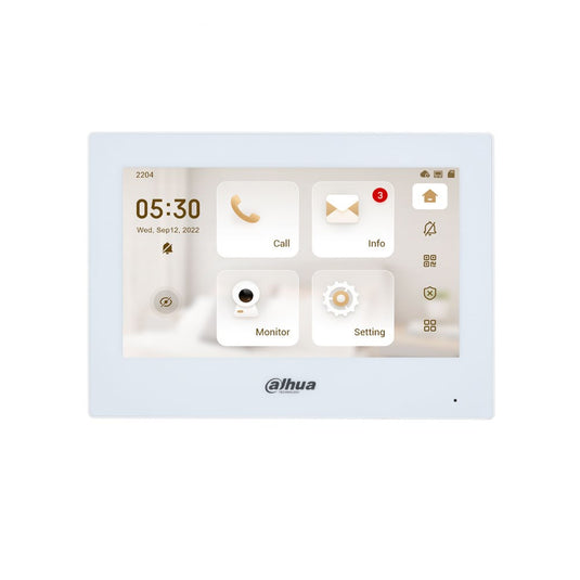 [DHI-VTH2621GW-WP] Dahua IP Indoor 7inch Residential / Apartment WiFi Intercom Touch Screen Monitor White - Polar Tech Australia