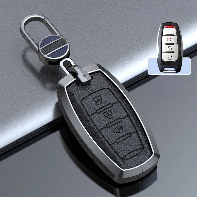 Cargue la imagen en el visor de la galería, Great Wall Zinc Alloy Leather Car Key Fob Case Cover For GWM Cannon (Pao) Passenger, Commercial
