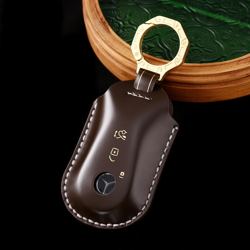 Load image into Gallery viewer, Mercedes Benz Genuine Leather Protection Car Key Fob Case Cover For Benz A, C, E, S-Class, GLC, GLE, GLS, GLS, EQC, EQS - Polar Tech Australia
