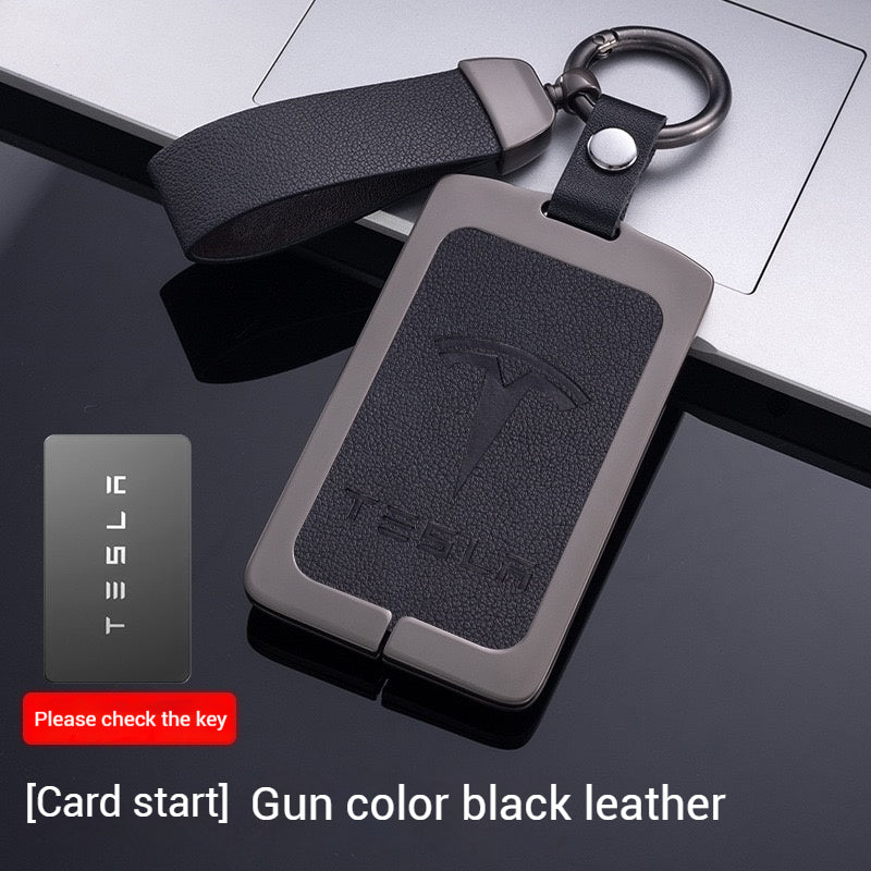 Cargue la imagen en el visor de la galería, Tesla Metal + PU Leather Smart Key Card Case for Model 3, S, Y, X
