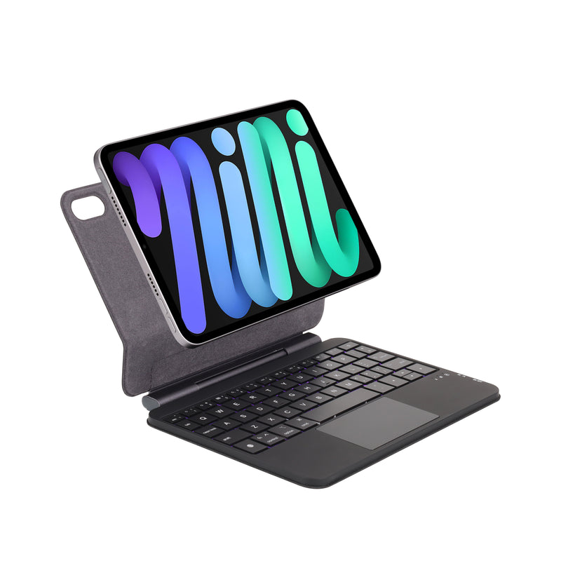 Cargue la imagen en el visor de la galería, KIBO Apple iPad Mini 8.3&#39;&#39; 6/7th Gen (2021/2024) - Easy-Set Floating Cantilever Stand Precision Multi-Touch Trackpad Smart Wireless Keyboard Case With Backlit Keys
