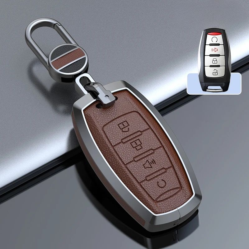Cargue la imagen en el visor de la galería, Great Wall Zinc Alloy Leather Car Key Fob Case Cover For GWM Cannon (Pao) Passenger, Commercial
