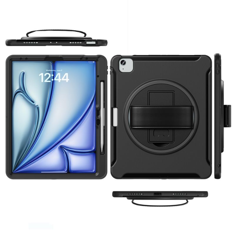 Cargue la imagen en el visor de la galería, Apple iPad Air 6 13” &amp; iPad Pro 3/4/5/6 12.9&quot;   - 360 Degree Rotate Shockproof Heavy Duty Tough Stand Case Cover With Pen Holder - Polar Tech Australia

