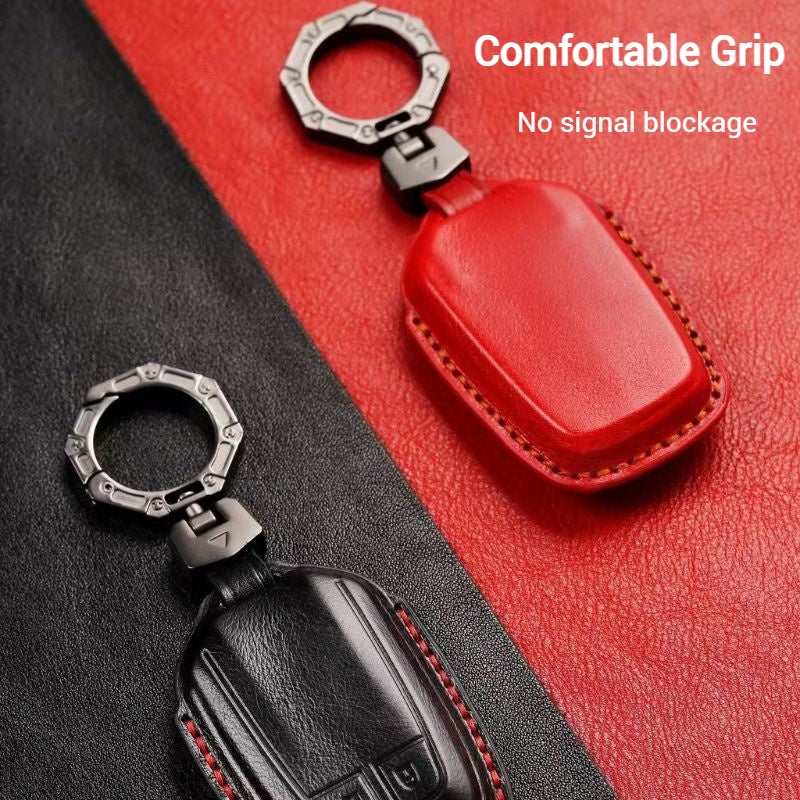 Chargez l&#39;image dans la visionneuse de la galerie, Isuzu Handcrafted Genuine Leather Car Key Fob Case Cover For D-MAX, MU‑X
