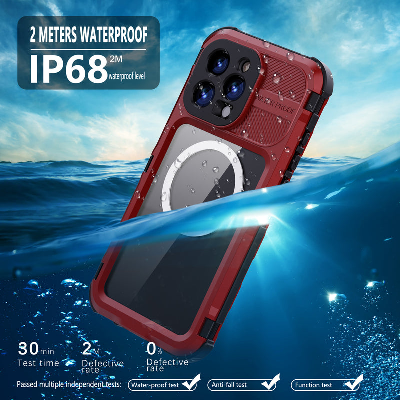 Chargez l&#39;image dans la visionneuse de la galerie, [M Series][Magsafe Compatible] Apple iPhone 14 / 14 Plus / 14 Pro / 14 Pro Max - Redpepper Metal Heavy Duty Waterproof Magnetic Silicone Phone Case With Lanyard - Polar Tech Australia
