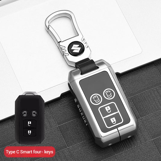 Suzuki Zinc Alloy + Silicone Car Key Fob Case Cover For Dzire, Ertiga, Vitara, Brezza, Baleno, HustlerJimny, - Polar Tech Australia