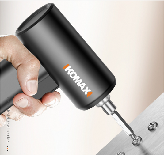 Komax Black Portable 3.7V USB Rechargeable Cordless Electric Screwdriver with LED Light