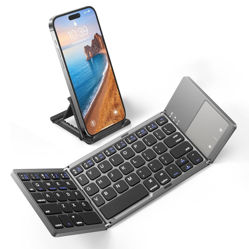 Cargue la imagen en el visor de la galería, Foldable Bluetooth Keyboard with Touchpad Portable Wireless Keyboard , Rechargeable Full Size Ultra Slim Pocket Folding Keyboard for Android Windows iOS Tablet And Mobile Phone - Polar Tech Australia
