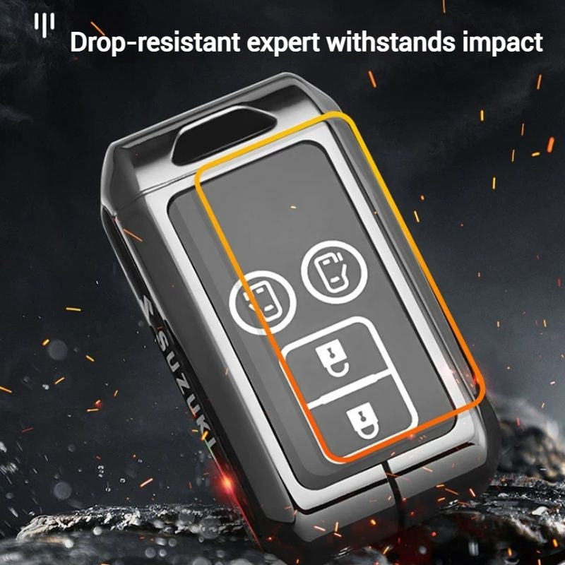 Load image into Gallery viewer, Suzuki Zinc Alloy + Silicone Car Key Fob Case Cover For Dzire, Ertiga, Vitara, Brezza, Baleno, HustlerJimny, - Polar Tech Australia
