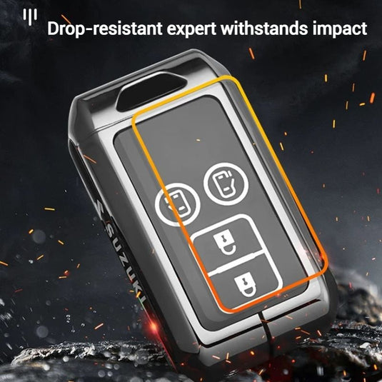 Suzuki Zinc Alloy + Silicone Car Key Fob Case Cover For Dzire, Ertiga, Vitara, Brezza, Baleno, HustlerJimny, - Polar Tech Australia