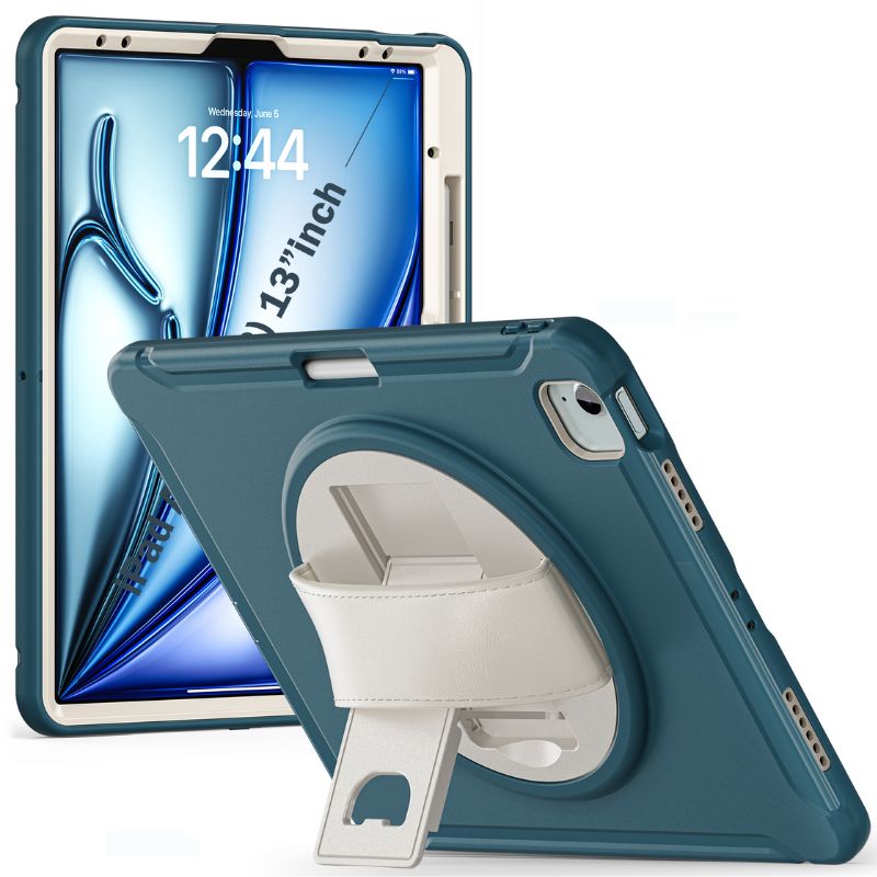 Cargue la imagen en el visor de la galería, Apple iPad Air 6 13” &amp; iPad Pro 3/4/5/6 12.9&quot;   - 360 Degree Rotate Shockproof Heavy Duty Tough Stand Case Cover With Pen Holder - Polar Tech Australia
