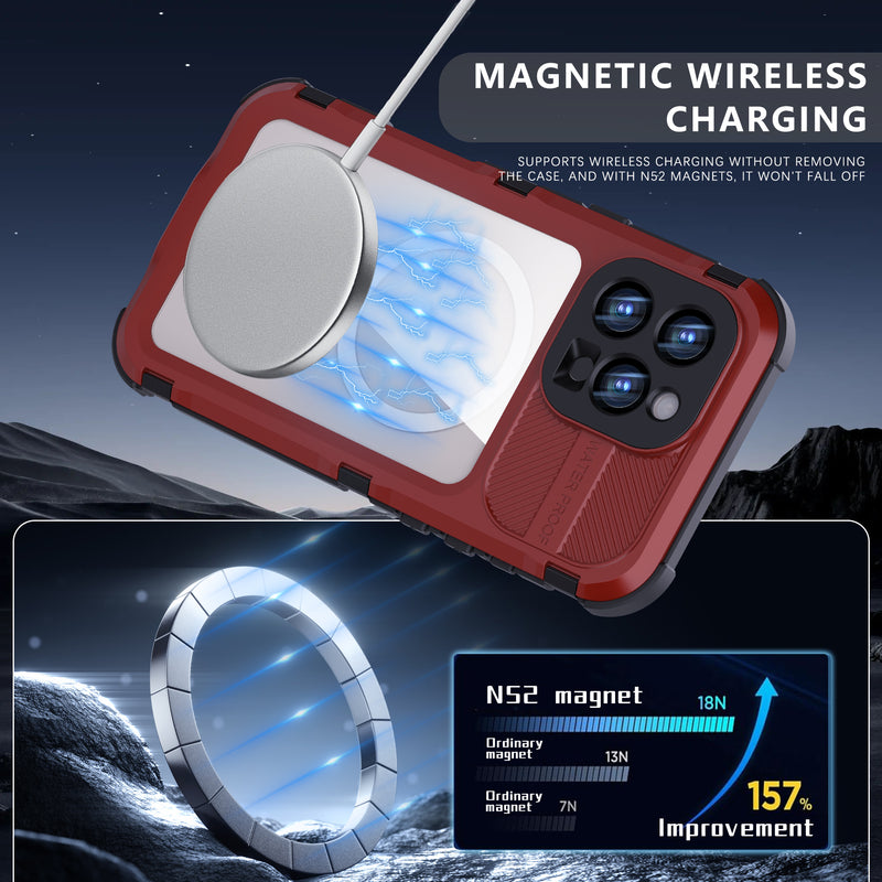 Chargez l&#39;image dans la visionneuse de la galerie, [M Series][Magsafe Compatible] Apple iPhone 14 / 14 Plus / 14 Pro / 14 Pro Max - Redpepper Metal Heavy Duty Waterproof Magnetic Silicone Phone Case With Lanyard - Polar Tech Australia
