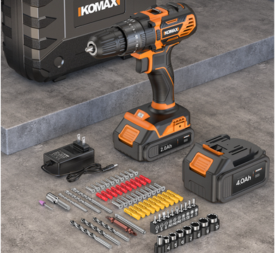 [Battery + Charger Kit] Komax 21V V8 High Power Electric Rechargeable Cordless Drill - Polar Tech Australia