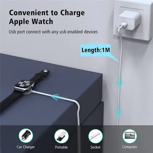 Chargez l&#39;image dans la visionneuse de la galerie, [USB-A Port] Apple Watch Magnetic Wireless Charger Charging Cable Cord
