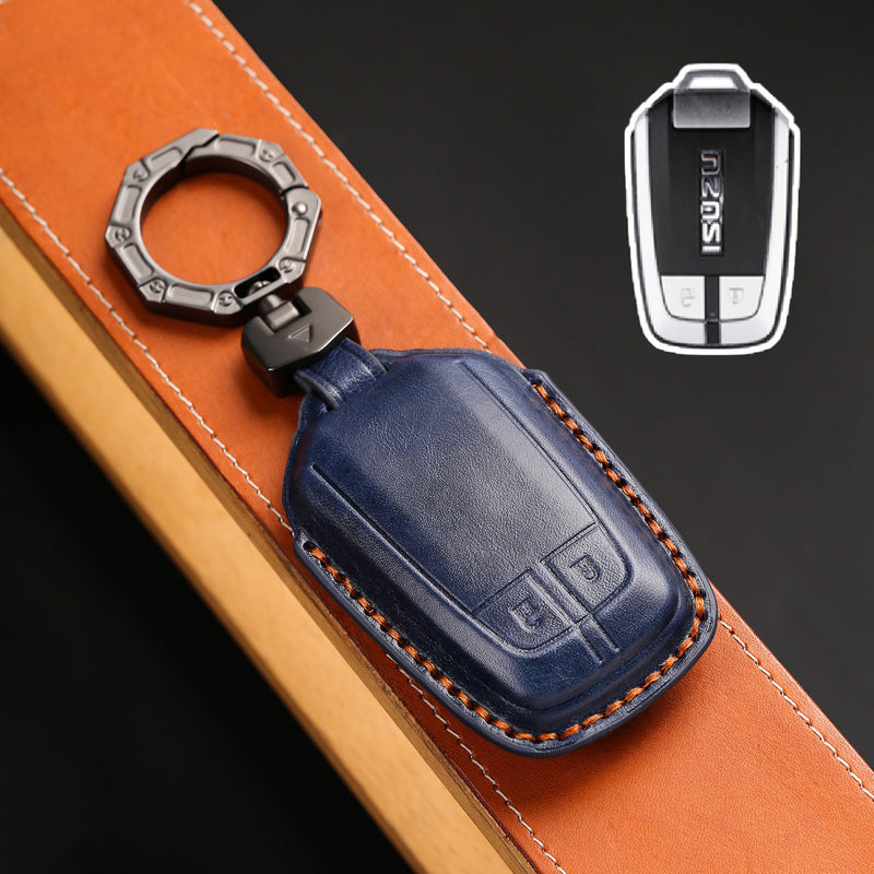 Chargez l&#39;image dans la visionneuse de la galerie, Isuzu Handcrafted Genuine Leather Car Key Fob Case Cover For D-MAX, MU‑X

