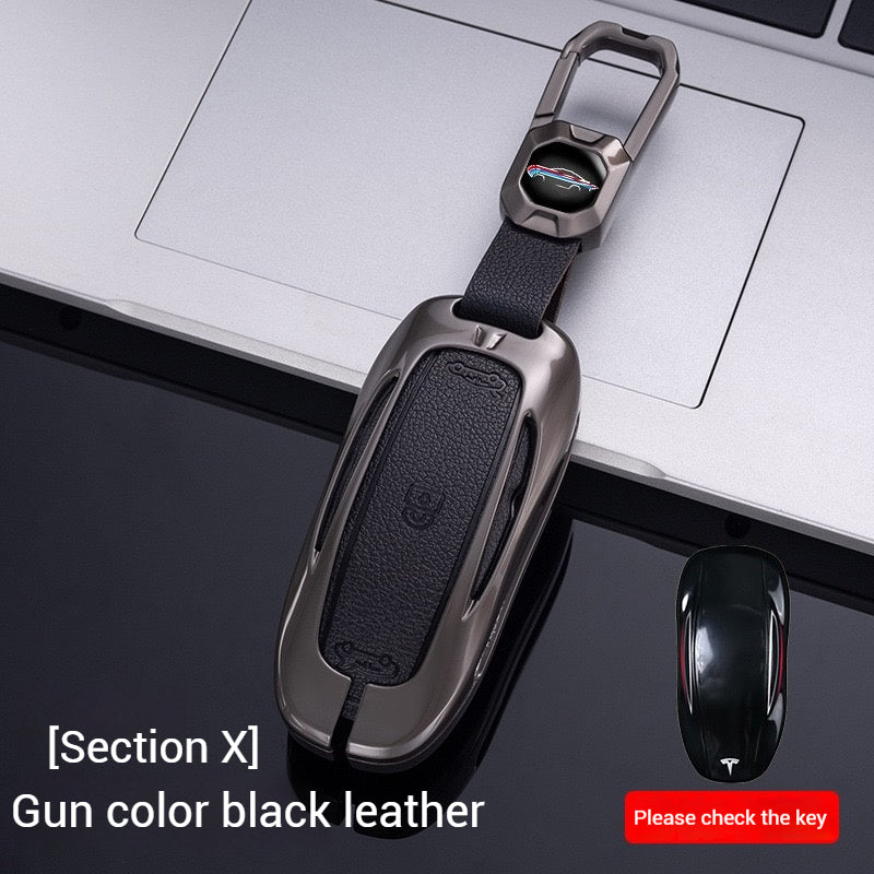 Cargue la imagen en el visor de la galería, Tesla Metal + PU Leather Smart Car Key Fob Case for Model 3, S, Y, X
