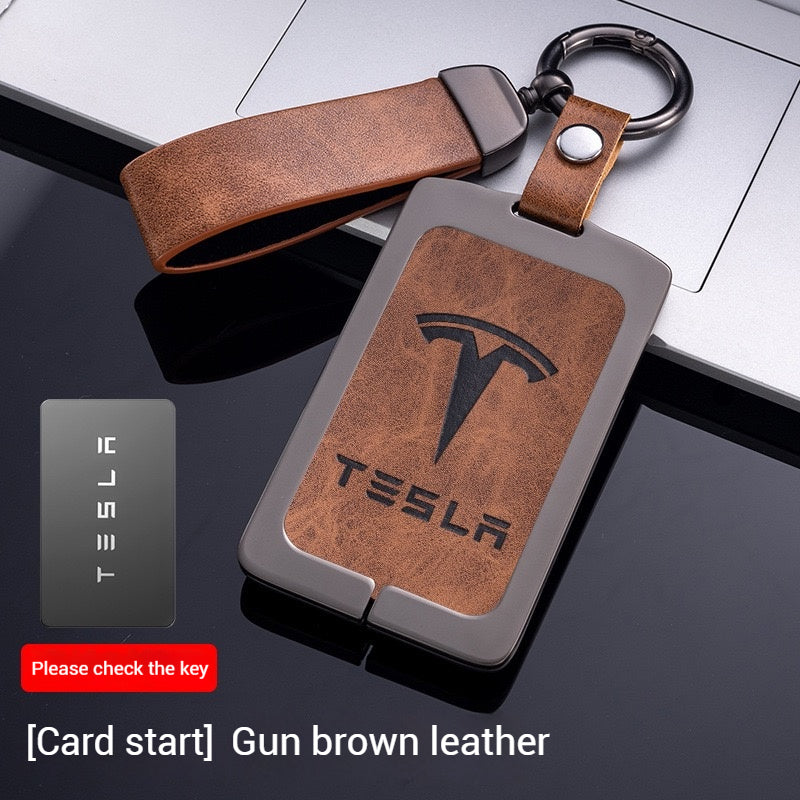 Cargue la imagen en el visor de la galería, Tesla Metal + PU Leather Smart Key Card Case for Model 3, S, Y, X
