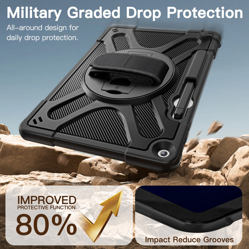 Load image into Gallery viewer, Microsoft Surface Pro 12 (2025) - Heavy Duty 360 Degree Rotate Stand Hand Strap Case With Shoulder Strap
