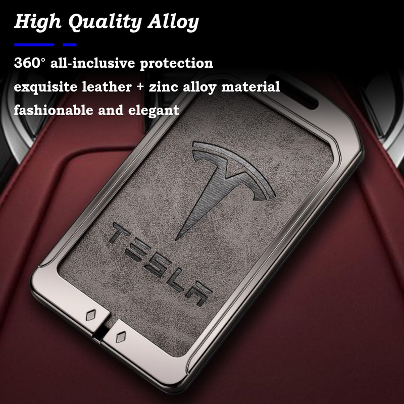 Cargue la imagen en el visor de la galería, Tesla Metal + PU Leather Smart Key Card Case for Model 3, S, Y, X
