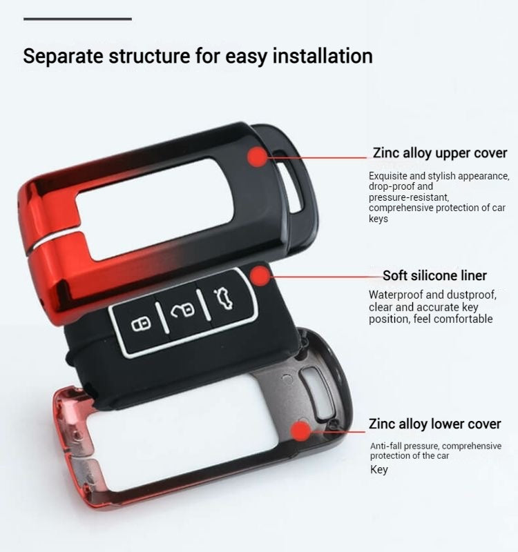 Cargue la imagen en el visor de la galería, Mitsubishi Zinc Alloy + Silicone Car Key Fob Case Cover For Outlander, Eclipse Cross, ASX, Pajero, Lancer

