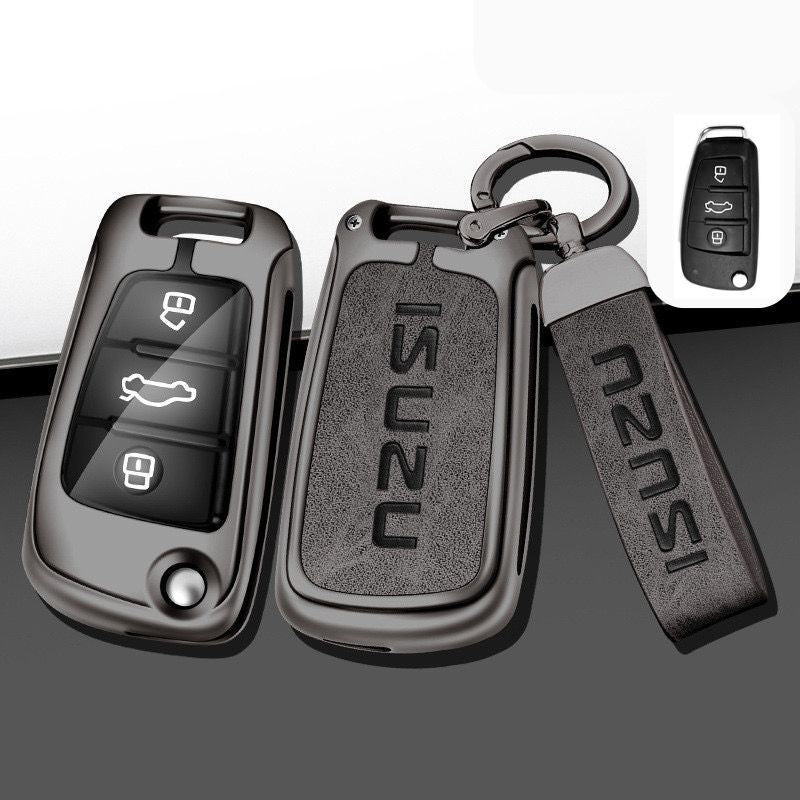 Chargez l&#39;image dans la visionneuse de la galerie, Isuzu Alloy + PU Leather Protection Car Key Fob Case Cover For D-MAX, MU-X, MUX
