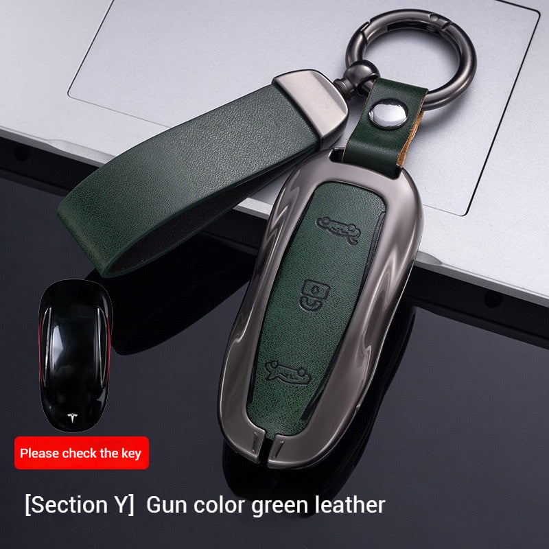Cargue la imagen en el visor de la galería, Tesla Metal + PU Leather Smart Car Key Fob Case for Model 3, S, Y, X
