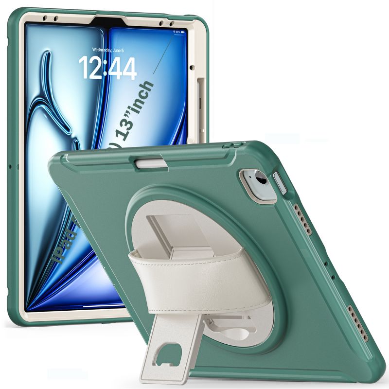 Cargue la imagen en el visor de la galería, Apple iPad Air 6 13” &amp; iPad Pro 3/4/5/6 12.9&quot;   - 360 Degree Rotate Shockproof Heavy Duty Tough Stand Case Cover With Pen Holder - Polar Tech Australia
