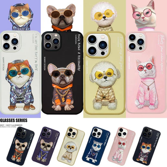 Nimmy Pet Animal Series iPhone 13/14/15/Pro/Max Embroidery 3D Cute Cool Case - Polar Tech Australia