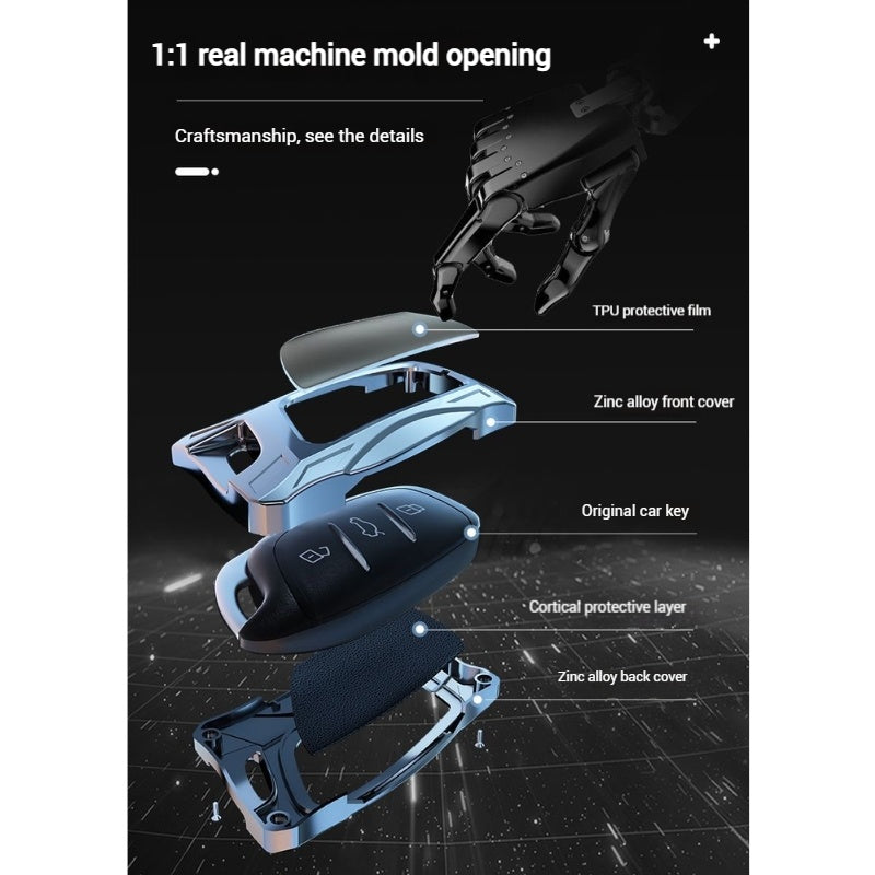 Cargue la imagen en el visor de la galería, Roewe Mecha Series Zinc Alloy Car Key Fob Case Cover For  RX3, RX5, RX5 Plus, RX5 Max, ERX5, D7, iMAX8, i6, Ei6
