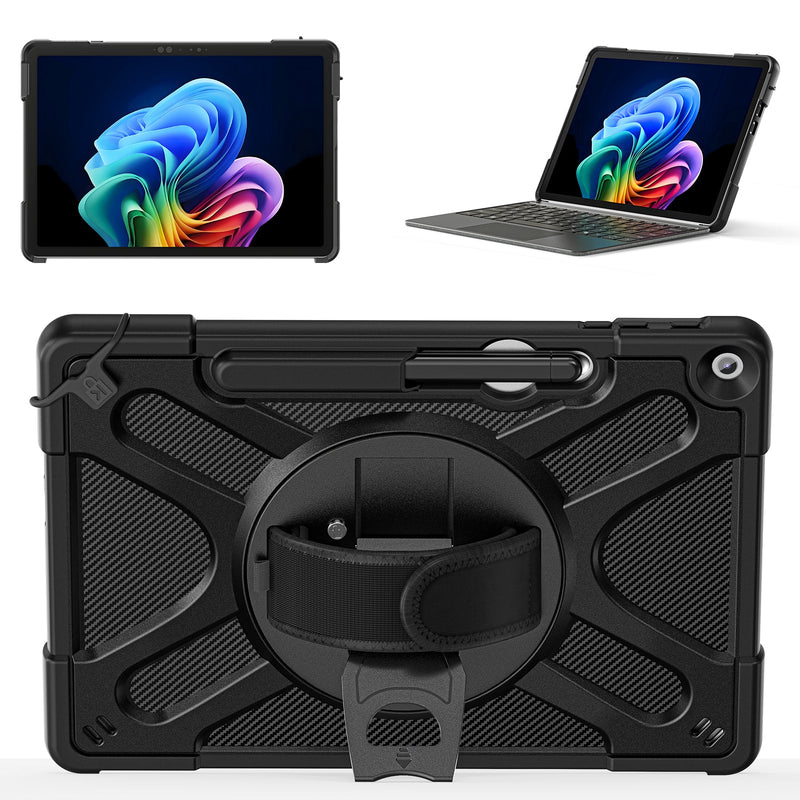 Load image into Gallery viewer, Microsoft Surface Pro 12 (2025) - Heavy Duty 360 Degree Rotate Stand Hand Strap Case With Shoulder Strap
