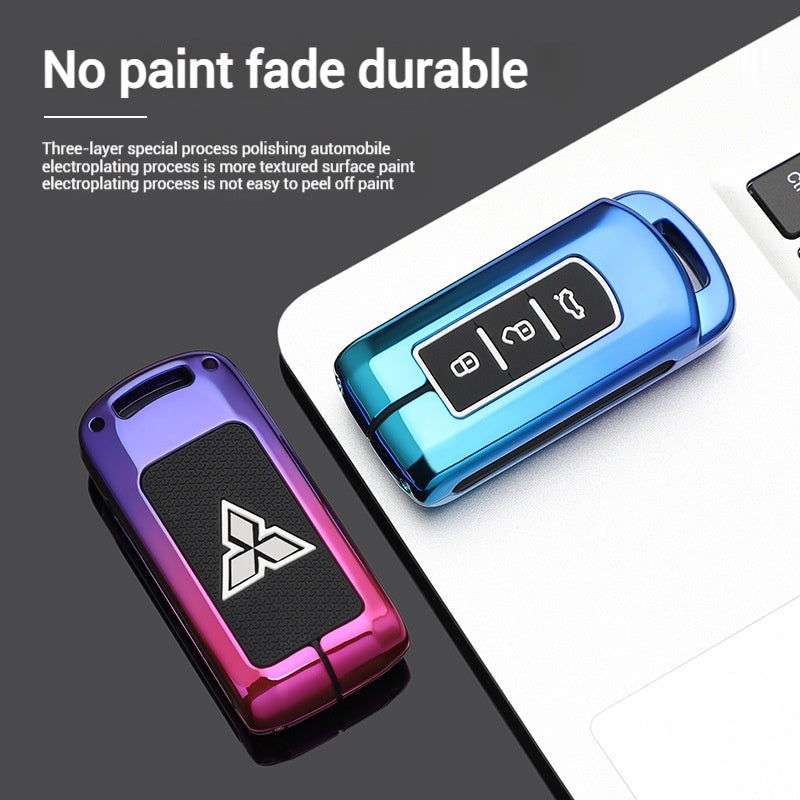 Cargue la imagen en el visor de la galería, Mitsubishi Zinc Alloy + Silicone Car Key Fob Case Cover For Outlander, Eclipse Cross, ASX, Pajero, Lancer
