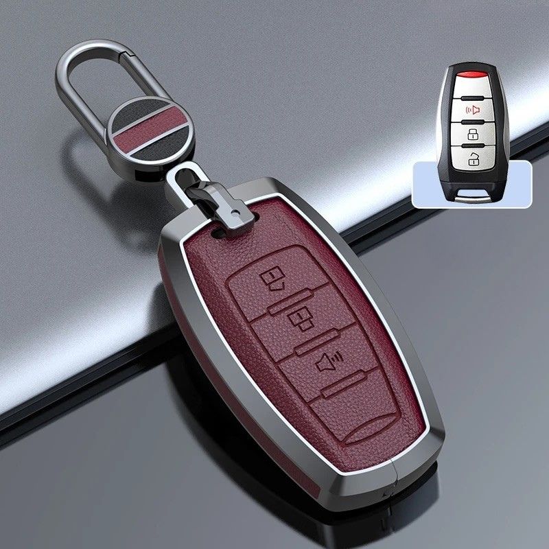 Cargue la imagen en el visor de la galería, Great Wall Zinc Alloy Leather Car Key Fob Case Cover For GWM Cannon (Pao) Passenger, Commercial
