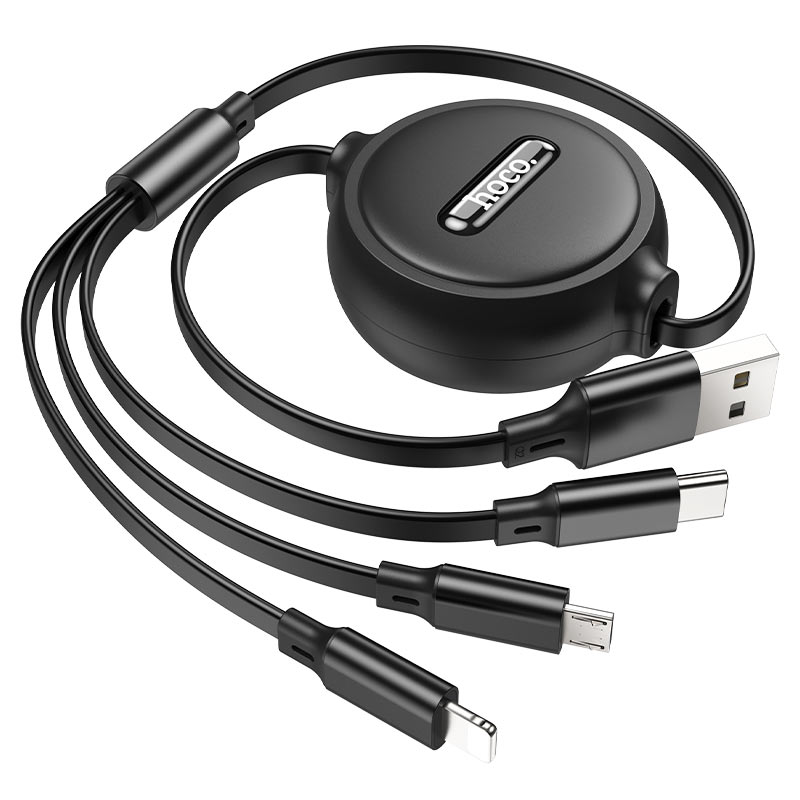 Chargez l&#39;image dans la visionneuse de la galerie, [X75][USB to Lightning/Micro/USB Type C] HOCO 3 in 1 Retractable Traveling Charging Cable Kit - Polar Tech Australia
