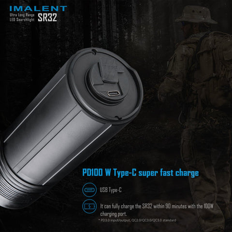 Cargue la imagen en el visor de la galería, [SR32] IMALENT Longest Throw Flashlight 120,000 Lumens , 2080 meters
