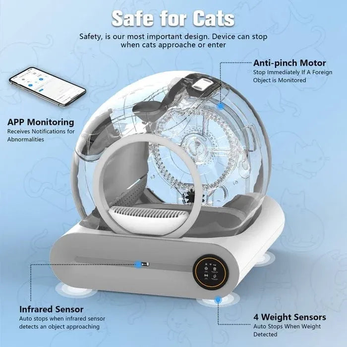 Cargue la imagen en el visor de la galería, [TUYA Smart] Smart Automatic Cat Toilet 65L Large Capacity Self-Cleaning Litter Box APP Control - Polar Tech Australia
