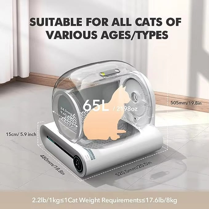Cargue la imagen en el visor de la galería, [TUYA Smart] Smart Automatic Cat Toilet 65L Large Capacity Self-Cleaning Litter Box APP Control - Polar Tech Australia

