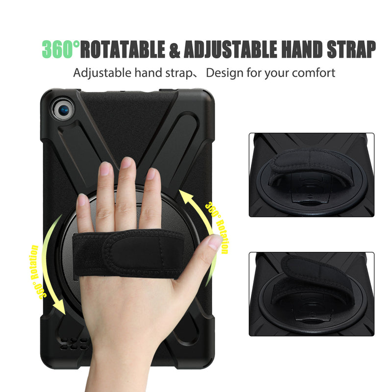 Chargez l&#39;image dans la visionneuse de la galerie, Amazon Kindle Fire 7 2017/2019 Heavy Duty 360 Degree Rotate Stand Hand Strap Case - Polar Tech Australia
