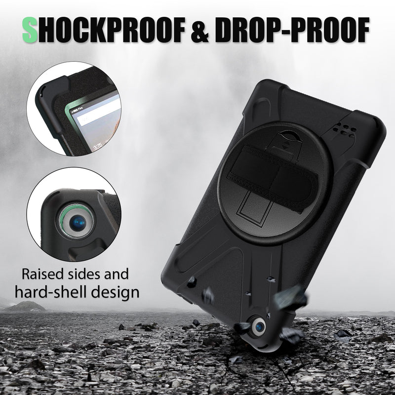 Chargez l&#39;image dans la visionneuse de la galerie, Amazon Kindle Fire 7 2017/2019 Heavy Duty 360 Degree Rotate Stand Hand Strap Case - Polar Tech Australia
