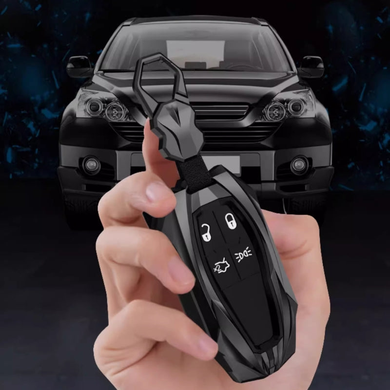 Cargue la imagen en el visor de la galería, Shockproof Zinc Alloy &amp; Silicone Car Key Fob Case Cover with Lock Buckle for Maserati Levante, MC20, Ghibli, Quattroporte 2014-2022 – Premium Protection Cover
