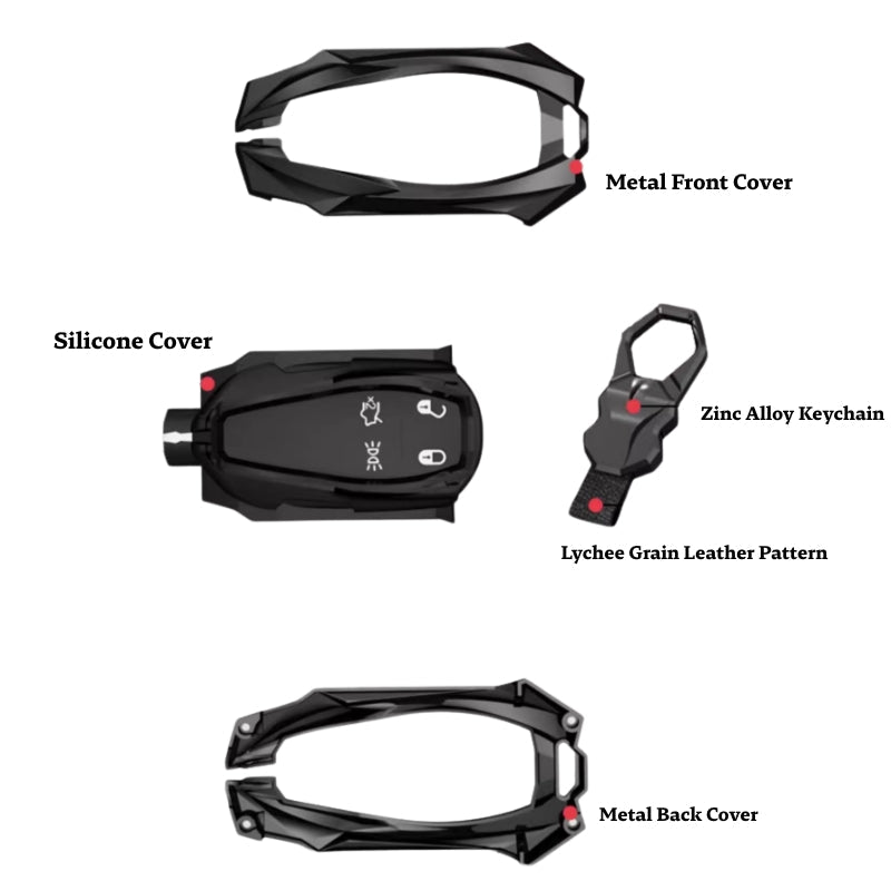 Cargue la imagen en el visor de la galería, Shockproof Zinc Alloy &amp; Silicone Car Key Fob Case Cover with Lock Buckle for Maserati Levante, MC20, Ghibli, Quattroporte 2014-2022 – Premium Protection Cover
