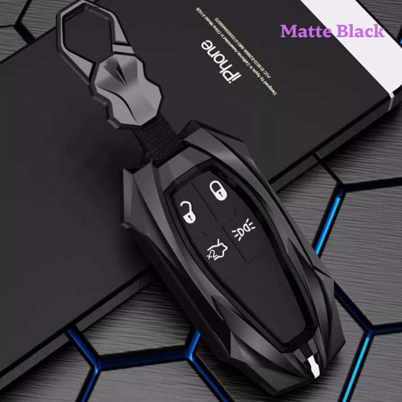 Cargue la imagen en el visor de la galería, Shockproof Zinc Alloy &amp; Silicone Car Key Fob Case Cover with Lock Buckle for Maserati Levante, MC20, Ghibli, Quattroporte 2014-2022 – Premium Protection Cover
