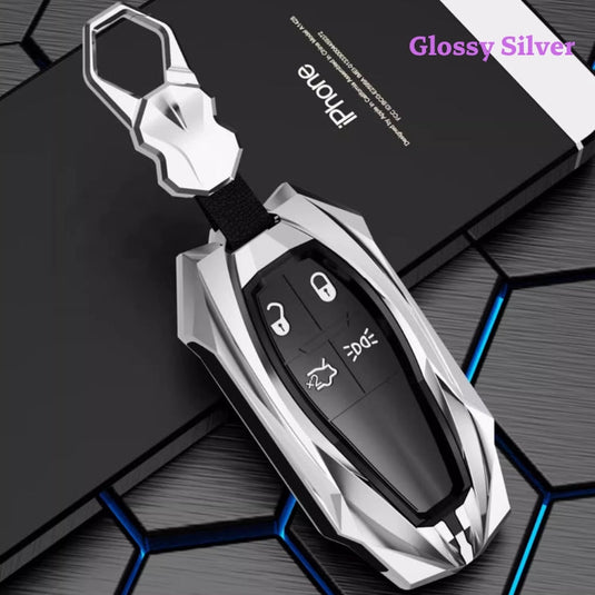 Shockproof Zinc Alloy & Silicone Car Key Fob Case Cover with Lock Buckle for Maserati Levante, MC20, Ghibli, Quattroporte 2014-2022 – Premium Protection Cover