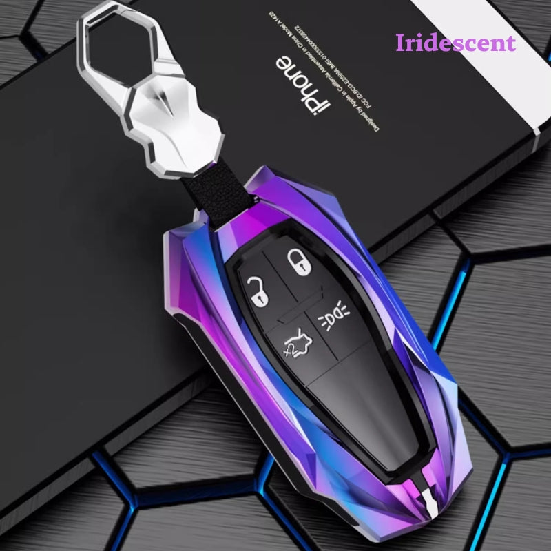 Cargue la imagen en el visor de la galería, Shockproof Zinc Alloy &amp; Silicone Car Key Fob Case Cover with Lock Buckle for Maserati Levante, MC20, Ghibli, Quattroporte 2014-2022 – Premium Protection Cover
