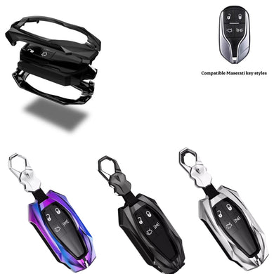 Shockproof Zinc Alloy & Silicone Car Key Fob Case Cover with Lock Buckle for Maserati Levante, MC20, Ghibli, Quattroporte 2014-2022 – Premium Protection Cover