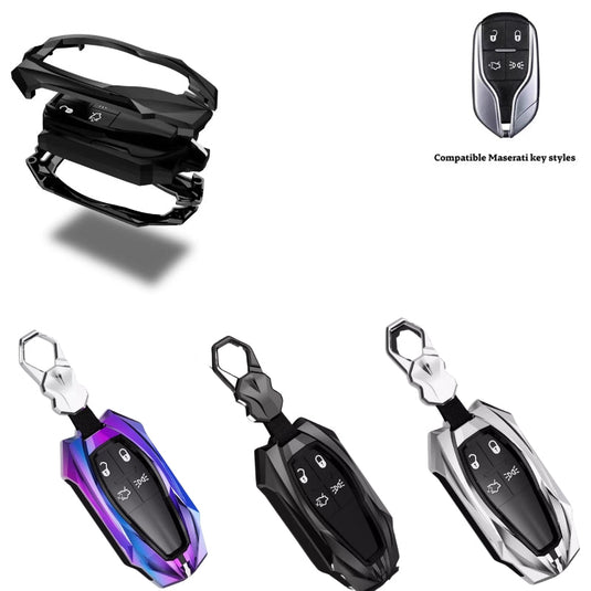 Shockproof Zinc Alloy & Silicone Car Key Fob Case Cover with Lock Buckle for Maserati Levante, MC20, Ghibli, Quattroporte 2014-2022 – Premium Protection Cover