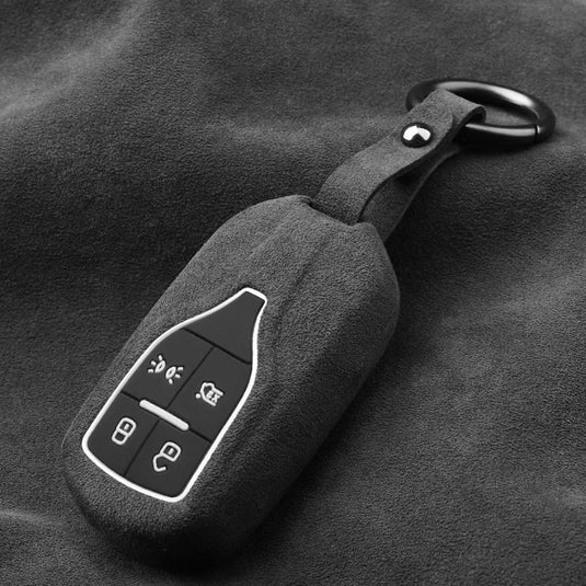 Luxury Suede Car Key Fob Case Cover for Maserati Levante, MC20, Ghibli, Quattroporte 2014-2022 – Skin-Friendly, Durable & Stain-Resistant